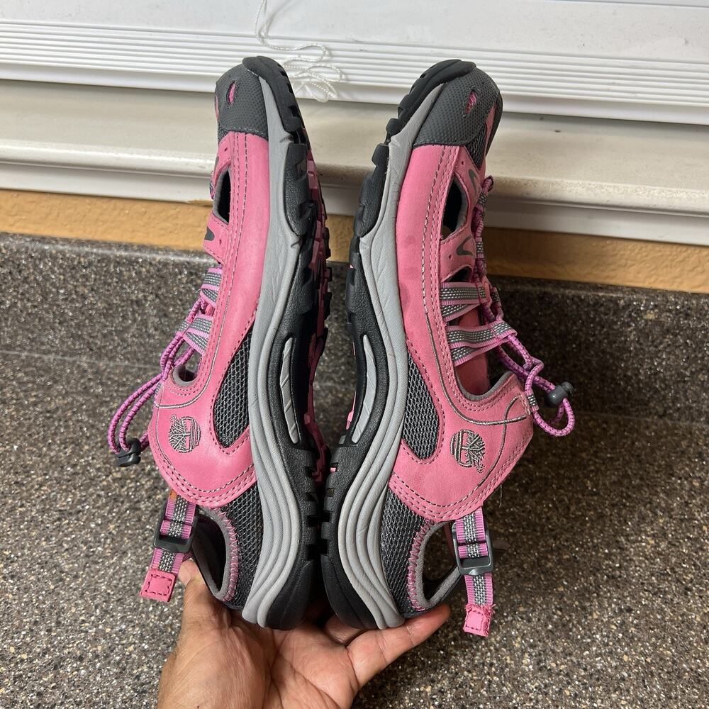 Timberland Sport Sandals Womens 9.5M Fisherman Pink Leather Comfort Hiking Shoes - Picture 5 of 12